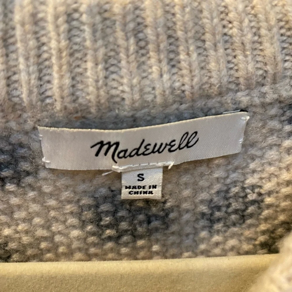 Madewell merino wool wide sleeve polkadot cream and black sweater